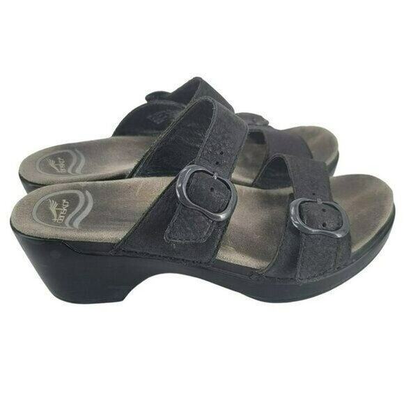 Dansko Sophia Sandals Grain Leather Black Size 10 Comfort Shoes Work Vacation 36 - Picture 6 of 9